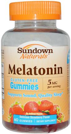 Melatonin Gummies, Delicious Strawberry Flavor, 5 mg, 60 Gummies by Sundown Naturals, 熱敏感產品，補品，gummies HK 香港