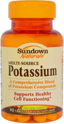 Multi-Source Potassium, 90 Tablets by Sundown Naturals, 補充劑，礦物質，鉀 HK 香港