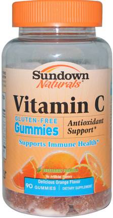 Vitamin C Gummies, Gluten-Free, Orange Flavor, 90 Gummies by Sundown Naturals, 熱敏感產品，維生素，維生素C gummies HK 香港