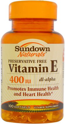 Vitamin E, 400 IU, 100 Softgels by Sundown Naturals, 維生素，維生素e HK 香港