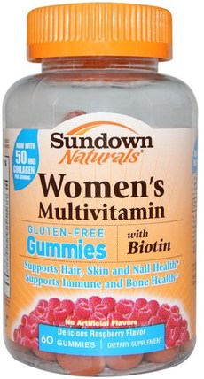 Womens Multivitamin, Gluten Free, Raspberry Flavor, 60 Gummies by Sundown Naturals, 熱敏感產品，維生素，女性多種維生素 HK 香港
