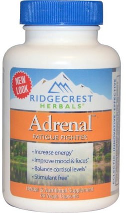 Adrenal, Fatigue Fighter, 60 Vegan Caps by RidgeCrest Herbals, 補品，腎上腺，能量 HK 香港