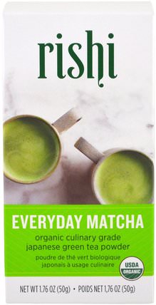 Organic Everyday Matcha Powder, 1.76 oz (50 g) by Rishi Tea, 補充劑，抗氧化劑，綠茶，食品，涼茶 HK 香港