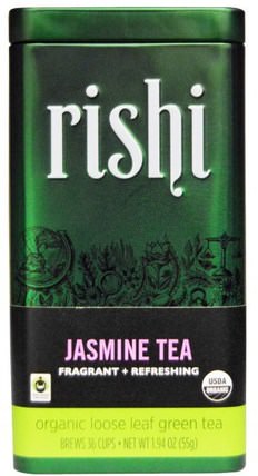 Organic Loose Leaf Green Tea, Jasmine, 1.94 oz (55 g) by Rishi Tea, 食物，涼茶，綠茶 HK 香港
