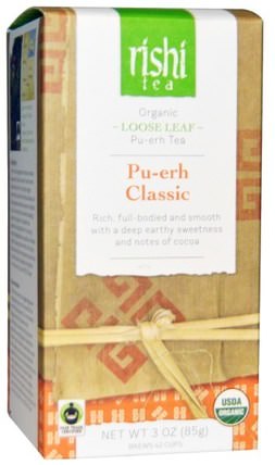 Organic Loose Leaf Tea, Pu-erh Classic, 3 oz (85 g) by Rishi Tea, 食物，涼茶，普洱茶 HK 香港