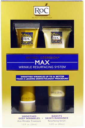 Retinol Correxion, Max Wrinkle Resurfacing System, 2 Product Kit, 1.0 fl oz (30 ml) Each by RoC, 美容，面部護理，面霜，乳液 HK 香港