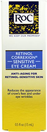 Retinol Correxion Sensitive Eye Cream, 0.5 fl oz (15 ml) by RoC, 美容，面部護理，皺紋霜 HK 香港
