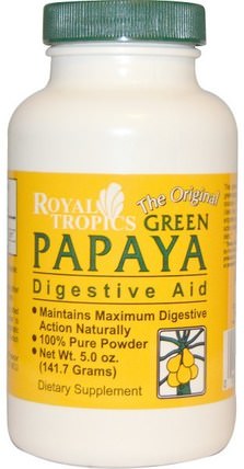 The Original Green Papaya, Digestive Aid, 5.0 oz (141.7 g) by Royal Tropics, 補充劑，酶，木瓜木瓜蛋白酶 HK 香港