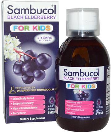 Black Elderberry, For Kids Syrup, Berry Flavor, 7.8 fl oz (230 ml) by Sambucol, 兒童健康，補充兒童，感冒流感和病毒，免疫系統 HK 香港