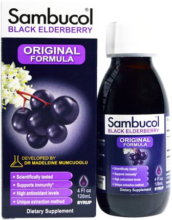 Black Elderberry, Original Formula, 4 fl oz (120 ml) by Sambucol, 健康，免疫支持，感冒和病毒，接骨木（接骨木） HK 香港