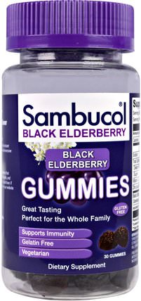Sambucol, Black Elderberry, 30 Gummies by Sambucol, 補品，gummies，感冒和病毒，接骨木（接骨木） HK 香港