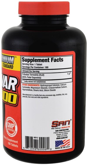 聖營養，體育 - SAN Nutrition, Tribuvar 1000, 180 Tablets