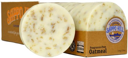 Glyceryne Cream Soap, Oatmeal, Fragrance-Free, 12 Bars, 3.5 oz (100 g) Each by Sappo Hill, 洗澡，美容，肥皂 HK 香港