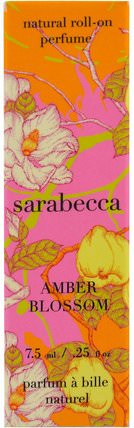 Natural Roll-On Perfume, Amber Blossom.25 fl oz (7.5 ml) by Sarabecca, 洗澡，美女 HK 香港