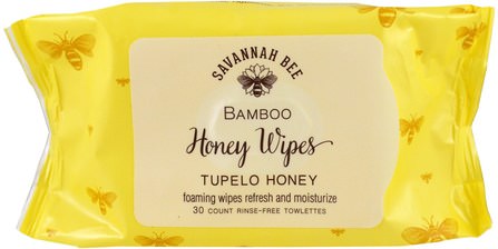 Bamboo Honey Wipes, Tupelo Honey, 30 Towelettes by Savannah Bee Company Inc, 洗澡，美容，健康 HK 香港