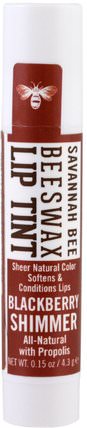 Beeswax Lip Tint, Blackberry Shimmer, 0.15 oz (4.3 g) by Savannah Bee Company Inc, 洗澡，美容，唇部護理，唇膏 HK 香港