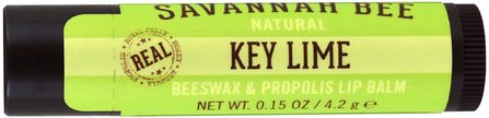 Beeswax & Propolis Lip Balm, Key Lime, 0.15 oz (4.2 g) by Savannah Bee Company Inc, 洗澡，美容，唇部護理，唇膏 HK 香港