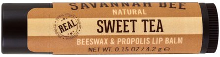 Beeswax & Propolis Lip Balm, Sweet Tea, 0.15 oz (4.2 g) by Savannah Bee Company Inc, 洗澡，美容，唇部護理，唇膏 HK 香港