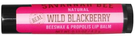 Beeswax & Propolis Lip Balm, Wild Blackberry, 0.15 oz (4.2 g) by Savannah Bee Company Inc, 洗澡，美容，唇部護理，唇膏 HK 香港