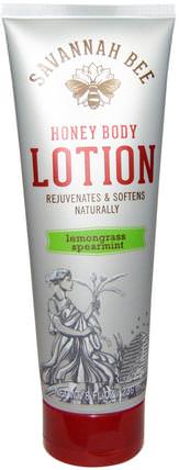 Honey Body Lotion, Lemongrass Spearmint, 8 fl oz (236 ml) by Savannah Bee Company Inc, 沐浴，美容，摩洛哥堅果乳液和黃油，潤膚露 HK 香港