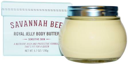 Royal Jelly Body Butter, Sensitive Skin, 6.7 oz (190 g) by Savannah Bee Company Inc, 健康，皮膚，身體黃油 HK 香港