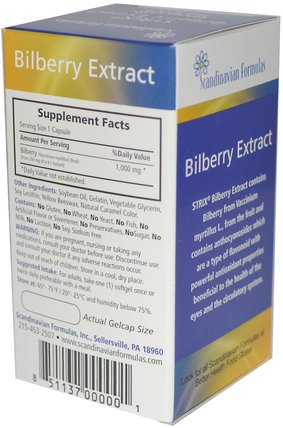 Strix, Bilberry Extract, 60 Gelcaps by Scandinavian Formulas, 健康，眼部護理，視力保健，越橘 HK 香港