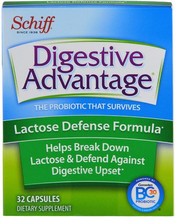Digestive Advantage, Lactose Defense Formula, 32 Capsules by Schiff, 希夫消化的優勢 HK 香港