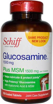 Glucosamine Plus MSM, 150 Coated Tablets by Schiff, 補充劑，氨基葡萄糖 HK 香港