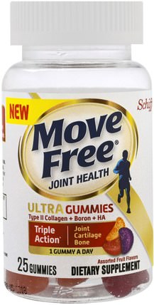 Move Free Joint Health, Ultra Gummies, Assorted Fruit Flavors, 25 Gummies by Schiff, 補充劑，礦物質，硼 HK 香港