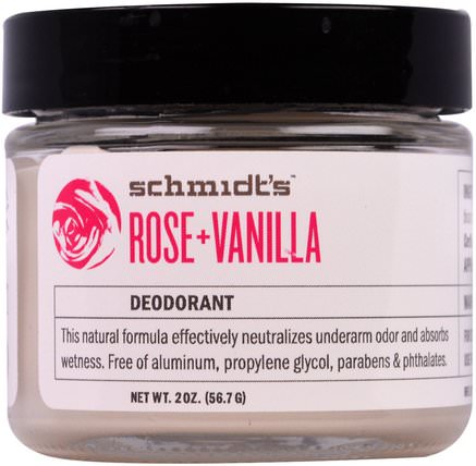 Deodorant, Rose + Vanilla, 2 oz (56.7 g) by Schmidts Natural Deodorant, 洗澡，美容，除臭劑 HK 香港