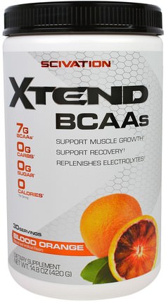 Xtend BCAAs, Blood Orange, 14.8 oz (420 g) by Scivation, 補充劑，氨基酸，bcaa（支鏈氨基酸），運動，肌肉 HK 香港