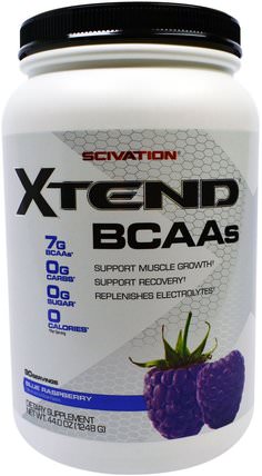 Xtend, BCAAs, Blue Raspberry, 44.0 oz (1248 g) by Scivation, 補充劑，氨基酸，bcaa（支鏈氨基酸），運動，鍛煉 HK 香港