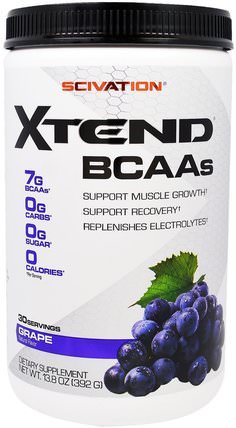 Xtend, BCAAs, Grape, 13.8 oz (392 g) by Scivation, 補充劑，氨基酸，bcaa（支鏈氨基酸），運動，鍛煉 HK 香港