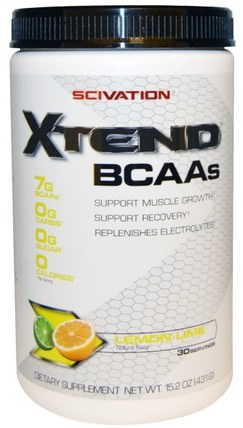 Xtend, BCAAs, Lemon Lime, 15.2 oz (431 g) by Scivation, 運動，鍛煉，運動 HK 香港