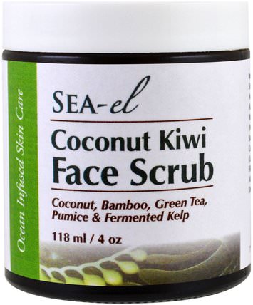 Coconut Kiwi Face Scrub, 4 oz (118 ml) by Sea el, 美容，面部護理，皮膚類型中性至乾性皮膚 HK 香港