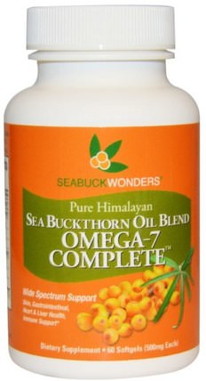 Omega-7 Complete, Sea Buckthorn Oil Blend, 500 mg, 60 Softgels by SeaBuckWonders, 補充劑，omega-7，adaptogen HK 香港