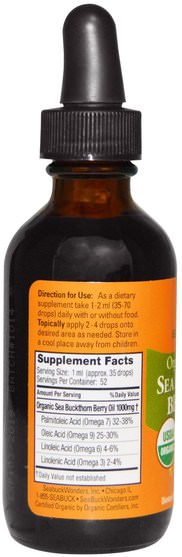 seabuckwonders，omega-7 - SeaBuckWonders, Sea Buckthorn Berry Oil, Intensive Cellular Care, 1.76 oz (52 ml)