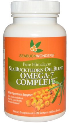 Sea Buckthorn Oil Blend, Omega-7 Complete, 500 mg, 120 Softgels by SeaBuckWonders, 補充劑，omega-7，adaptogen HK 香港