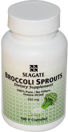 Broccoli Sprouts, 250 mg, 100 Veggie Caps by Seagate, 補充劑，西蘭花十字花科，健康 HK 香港