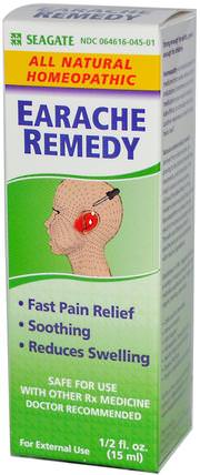Earache Remedy, 1/2 fl oz (15ml) by Seagate, 補充劑，順勢療法緩解疼痛，順勢療法耳朵治療 HK 香港