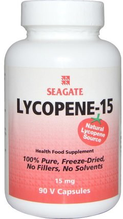 Lycopene-15, 15 mg, 90 Vcaps by Seagate, 補充劑，抗氧化劑，番茄紅素 HK 香港