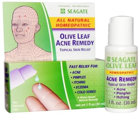 Olive Leaf Acne Remedy, 1 fl oz (30 ml) by Seagate, 補品，順勢療法婦女 HK 香港