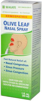 Olive Leaf Nasal Spray, 1 fl oz (30 ml) by Seagate, 補品，順勢療法咳嗽感冒和流感 HK 香港
