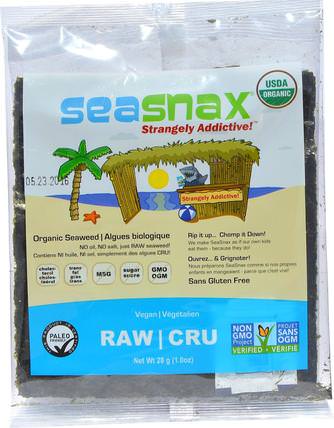 Organic Raw Seaweed, 1.0 oz (28 g) by SeaSnax, 減肥，飲食，古飲食產品/食品，零食 HK 香港