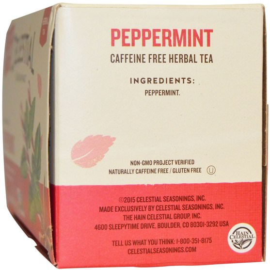 天體調味料，食物，薄荷茶 - Celestial Seasonings, Herbal Tea, Peppermint, Caffeine Free, 20 Tea Bags, 1.1 oz (32 g)