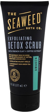 Exfoliating Detox Scrub, Awaken, Rosemary & Mint, 6 fl oz (177 ml) by Seaweed Bath Co., 美容，面部護理，皮膚類型正常至乾性皮膚，面部去角質 HK 香港