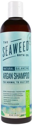Natural Balancing Argan Shampoo, Eucalyptus & Peppermint, 12 fl oz (360 ml) by Seaweed Bath Co., 洗澡，美容，頭髮，頭皮，洗髮水，護髮素 HK 香港