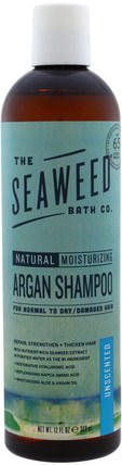 Natural Moisturizing Argan Shampoo, Unscented, 12 fl oz (360 ml) by Seaweed Bath Co., 洗澡，美容，摩洛哥堅果洗髮水，頭髮，頭皮，洗髮水，護髮素 HK 香港