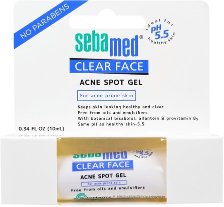 Clear Face, Acne Spot Gel, 0.34 fl oz (10 ml) by Sebamed USA, 美容，粉刺外用產品，粉刺，皮膚型粉刺易發皮膚 HK 香港