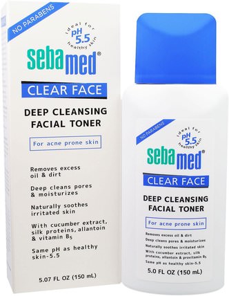 Clear Face, Deep Cleansing Facial Toner, 5.07 fl oz (150 ml) by Sebamed USA, 美容，面部調理劑，粉刺，皮膚型粉刺容易出現的皮膚 HK 香港